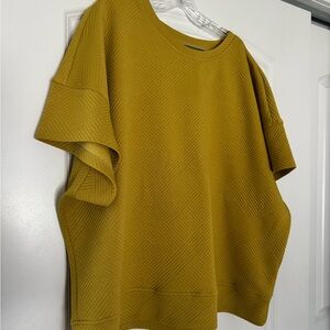 Mustard Yellow Textured Short Sleeve Top